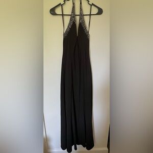 Blondie Nites Black Maxi Dress with Silver Accents